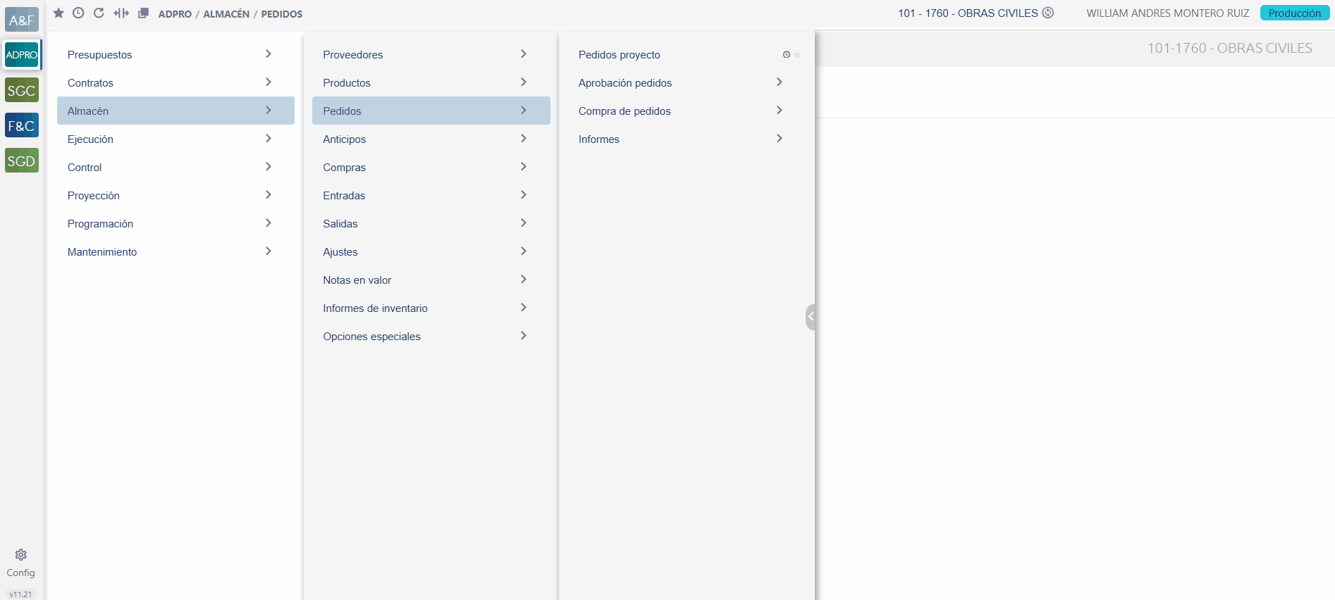 Pedidos proyecto — Crear pedido