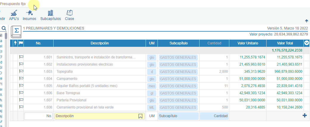 Insertar actividades no previstas — EDT