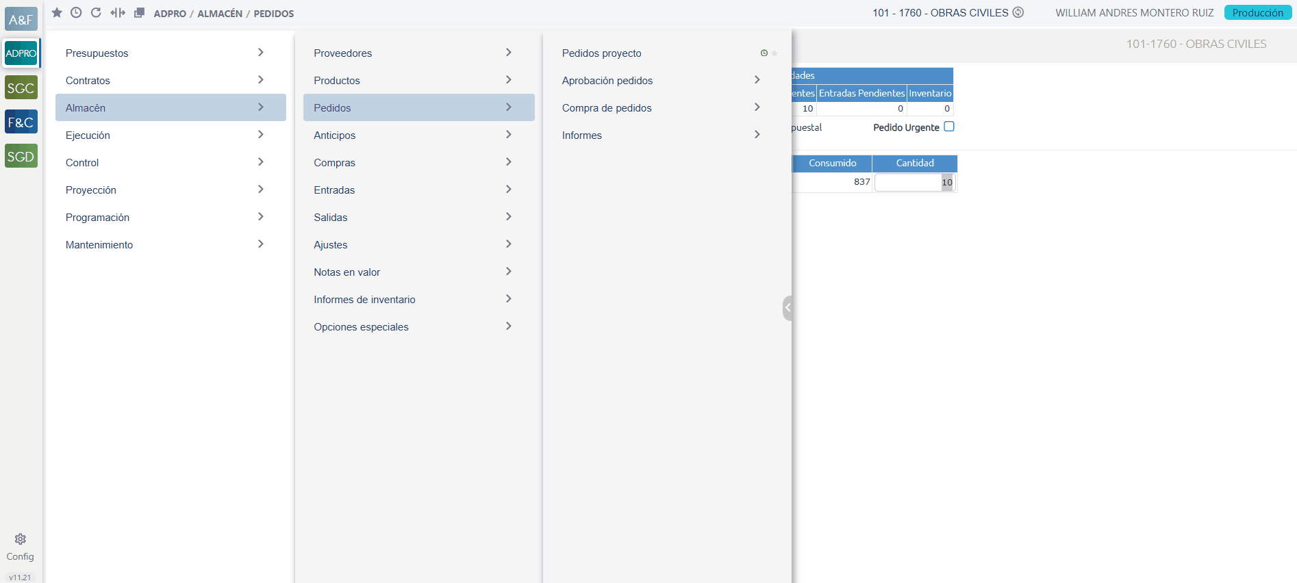 Pedidos proyecto — Editar pedido