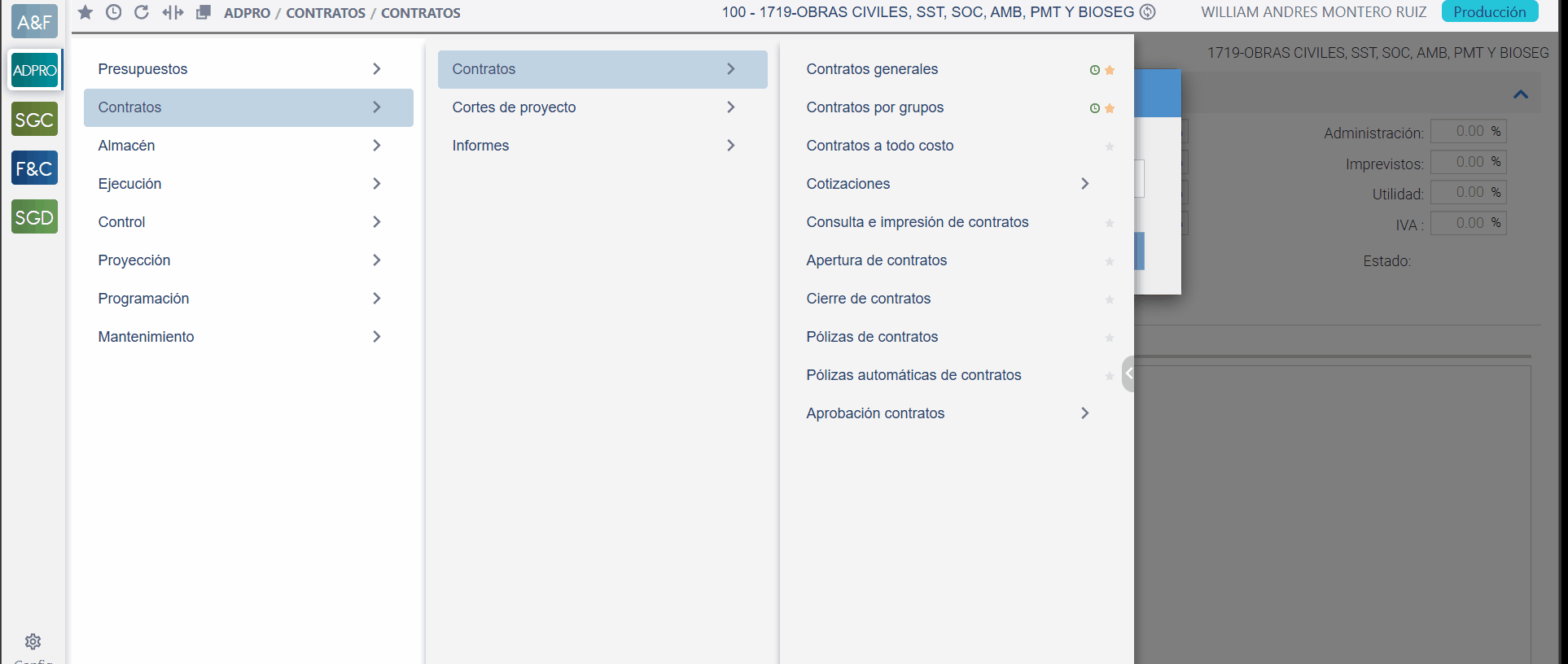 Crear contrato por grupo — formulario