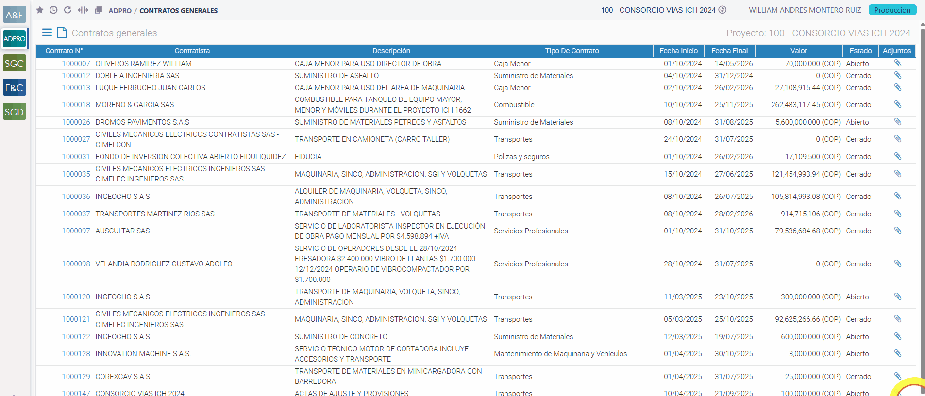 Contratos Generales - Crear Contrato